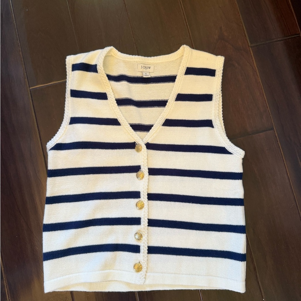 J.Crew Navy and Cream Striped Vest